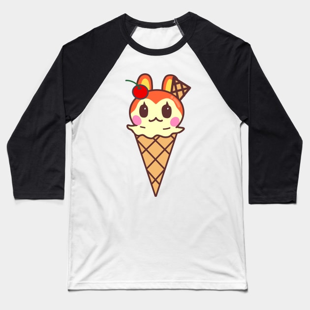 Bunnie Ice-Cream Baseball T-Shirt by miriart